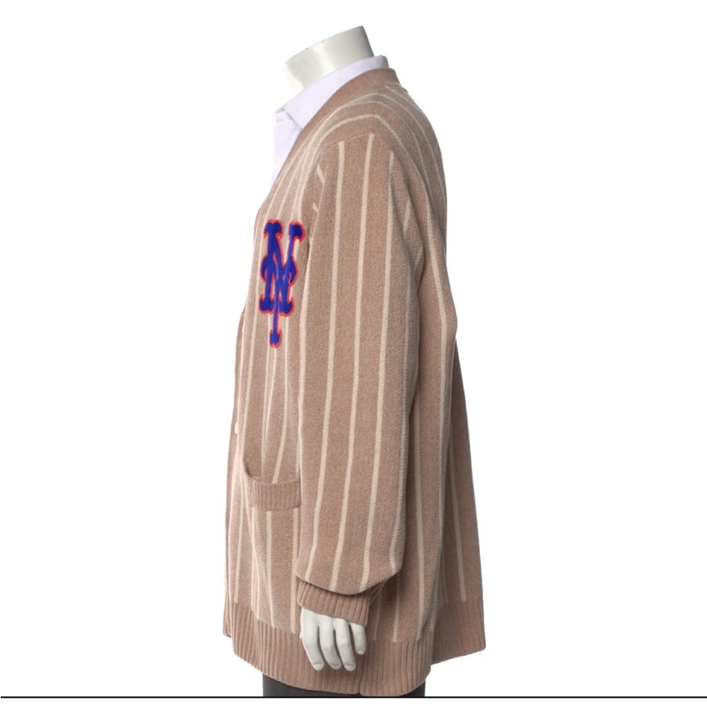 Kith Beige Striped Cardigan with Blue Logo - Picture 3 of 5